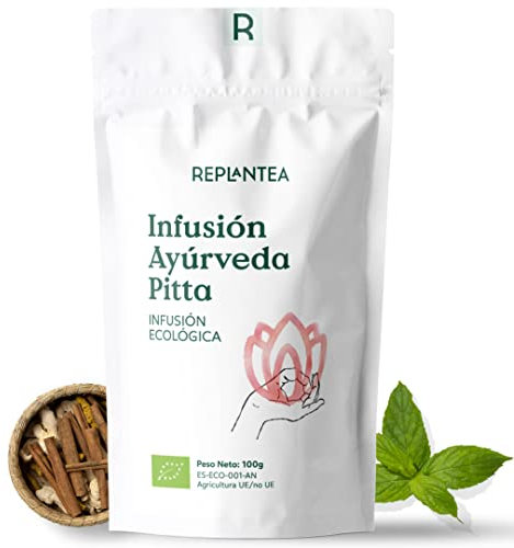 INFUSION DE JENGIBRE CON MENTA Y CURCUMA Ayurveda Pitta 100% Ecológica 100g (50 Tazas) | TE AYURVEDA Digestivo con Regaliz, Jengibre, Canela, Hinojo, Cúrcuma, Menta REPLANTEA®