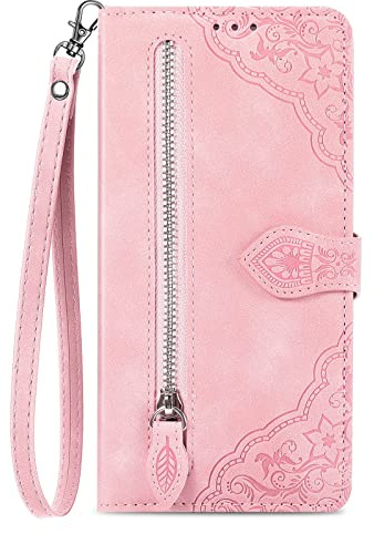 NEXCURIO Handyhülle für Apple iPhone 11 Pro Hülle Klappbar mit Kartenfäch Ständer Klapphülle Schutzhülle Leder Wallet Flip Case Cover Tasche Handytasche Stoßfeste - Rosa