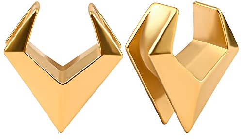 Vankula Ohr Tunnel 1 Paar Saddles Flesh Plugs Dreieckig Edelstahl für männer damen Ohrpiercing Gestreckte Schmuck 6mm bis 25mm