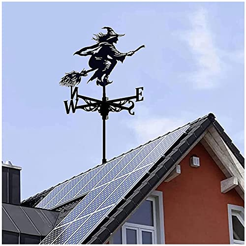 Wetterhexe Fuers Dach, Wetterhahn Fuers Dach Mit Halterung, Schwarze Hexe Herbst Deko, Weather Vanes, für Outdoor-Garten-Rasen-Yard-Dach-Dekoration