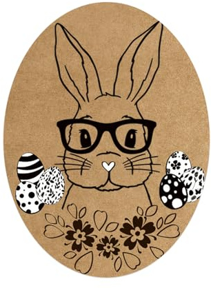 Aufkleber Osterhase Oval, 200 Stück: Sticker Ostern, Osteraufkleber Hase, Ostersticker Osterei, Osteretiketten Kraftpapier, Geschenkaufkleber Tüten, Verpackung & Osternest, Etiketten Ei, 6 x 4,5 cm