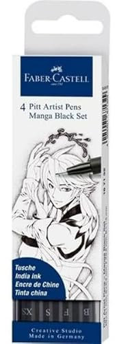Faber-Castell Pitt Artist Filzstifte-Set, Comic, Zeichnung und Manga, schwarzes Etui, 5 Stück
