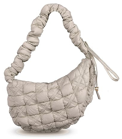 Puffer Bag Quilted Padded Tote Bags for Women Puffy Hobo Purse Lightweight Down Cotton Crossbody Shoulder Bag