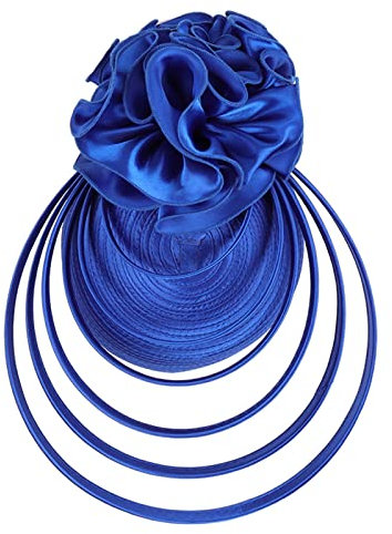 Fascinator Damen Hochzeit Kopfschmuck Hüte Hair Hat Clip Schleier Stirnband Mesh Tea Party Kopfbedeckung Frauen Pillbox Hut Haarschmuck für Kirche Halloween Cocktail Club Blau