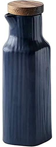 MAGICVOGEL Distributeur d'huile en céramique 300 ml - Distributeur d'huile d'olive, vinaigre, distributeur de sauce soja - Étanche à la poussière - Avec couvercle (bleu)