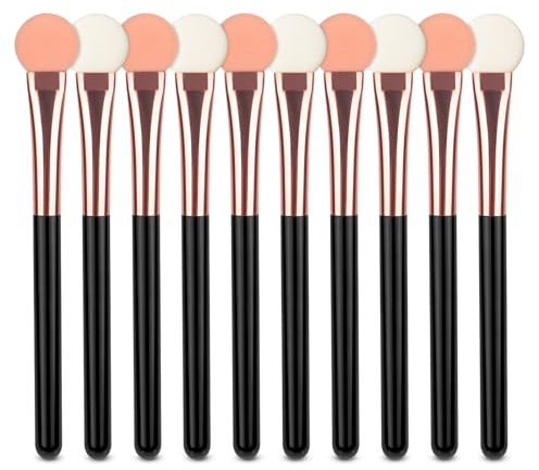 Uorpoto Eyeshadow Applicators Double Sided Sponge Makeup Brushes Reusable 10Pcs Round Foam Eye Shadow Applicator Sticks Brush Set Washable