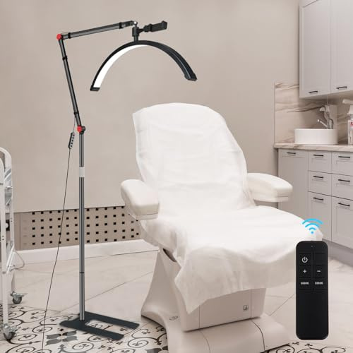 DESGNT LED Wimpern Lampe,24in Halbmond Lampe mit Telefonständer,Wimpernverlängerung lampe mit Kopf verstellbar um 360 °,3000K-6000K,Beauty Lichter für Tattoos,Maskenbildner,Schönheitsstudios