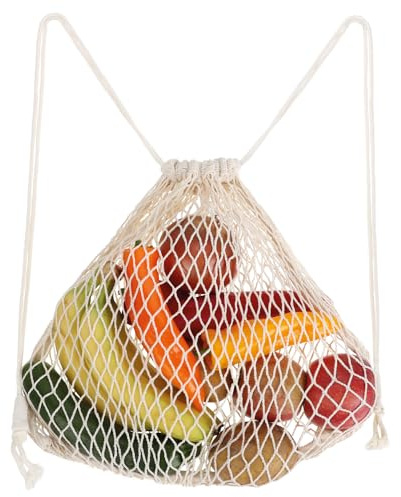 COM-FOUR® Återanvändbar ryggsäck i mesh - shoppingväska gjord av 100% bomull - nätpåse för matvaror - produktpåsar för shopping