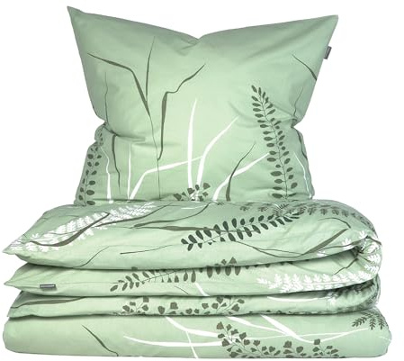 Schiesser Bettwäsche 155x220 cm | 100% Baumwolle | Grün | Floral | 2-teilig | Renforcé | 155x220 cm + 80x80 cm | angenehm weich & glatt | pflegeleicht & atmungsaktiv | OEKO-TEX® MADE IN GREEN