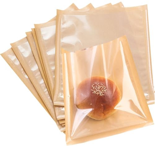 Keuyeo Sacs De Boulangerie Sacs À Biscuits en Papier Ciré pour L' pour Produits De Boulangerie Sacs À Pain en Papier Sacs Alimentaires en Papier Kraft pour Produits De Boulangerie Gâteau Aux