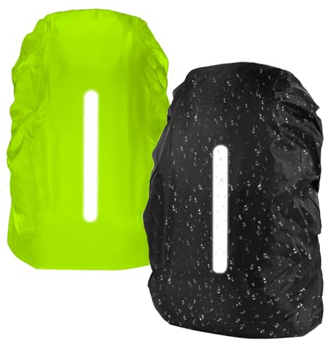 flintronic 2PCS Funda Impermeable para Mochila, 40L-50L Protector Lluvia Mochila con Banda Reflectante, Cubre Mochila Lluvia para Senderismo, Camping, Viajes, Ciclismo