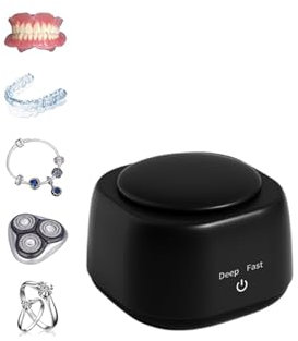 New 45KHz ultrasonic Cleaner with UV Light Ultrasonic Cleaner for Denture retainers, Orthodontic appliances, Mouth Guards, Toothbrush Heads, for All Dental appliances, Jewelry, Diamonds A-Black