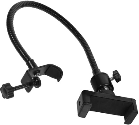 Mikrofon Handyhalterung mit Clip, Verstellbar, Schwarz | Abs Ausführung, für Smartphones 6–10cm Breit, Geeignet für Aufnahmen Am Fahrradlenker