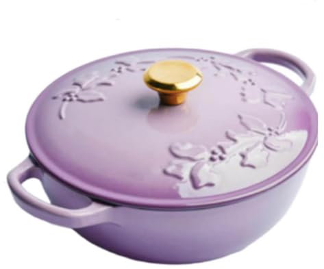 Home Dutch Oven Pot, 3Qt Cast Iron Dutch Oven, Enameled Cooking Pot, Sauce Pan with Lid, Kitchen Cookware Braising Pan, Stove Top Pot, Dish for Sourdough Bread, Slow Cooking Chicken