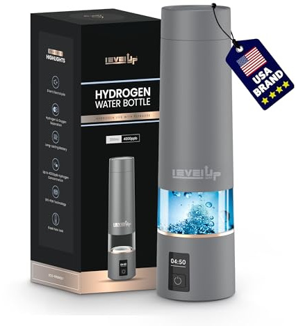 LevelUpWay - 2026 Hydrogen Water Bottle – Advanced SPE/PEM Technology – Generates Up to 5000 PPB – 250ml – Portable Hydrogen-Enriched Water Bottle with Breathing Adapter