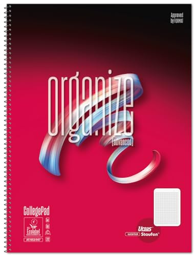 Staufen Advanced Collegeblock - 3 Blöcke à 80 Blatt, DIN A4, LIN Organize | 70 g/m² Qualitätspapier ausgezeichnet mit dem EU Ecolabel, praktische und durchdachte Lineaturen, DIN A4