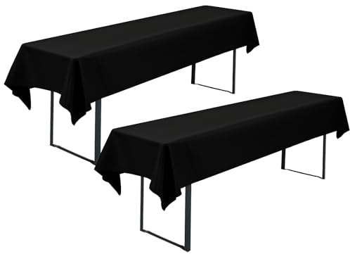 FXKS 2 Bier Tischdecken für Rechteck Tische,Schwarz,110x260 cm | Polyester Tischdecke, Waschbare und Langlebige Tischdecke Tischdeckes für Garten Partys Geburtstagsfeier oder Grill