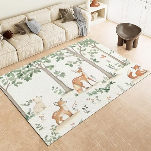 Teppich Bedruckter Bunt Mikrofaser Waschbarer Teppich Exotische Waldtiere Kurzflor Wohnzimmerteppich 60 x 120 cm rutschfest Schlafzimmer Indoor-Dekorative Kind Teppiche