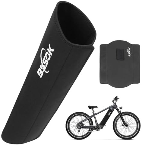 BSSOK E Bike Akku Schutzhülle, Elektrisch Fahrrad Batterie-Wärmer Abdeckung, Universale Passform, Schützt vor Kälte & Schmutz, Akku Schutz aus Neopren, Thermoschutzhülle fürs E Bike (Schwarz +Tasche)
