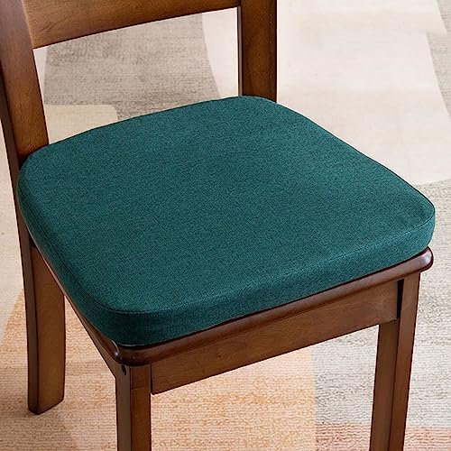 Stuhlkissen im Landhausstil, 40 x 40 cm, mit Riemen, halbrund, Sitzkissen für Esszimmerstuhl, waschbar, Linum-Bezug mit Reißverschluss, 4 cm dickes Sitzkissen, Beige