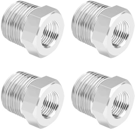 QZKJQDD Lot de 4 adaptateurs réducteurs 1/2 vers 1/4, 1/2 à 1/4, réducteur, raccord fileté en acier inoxydable, raccords filetés mâles, convient pour l'industrie, les tuyaux, l'eau, etc