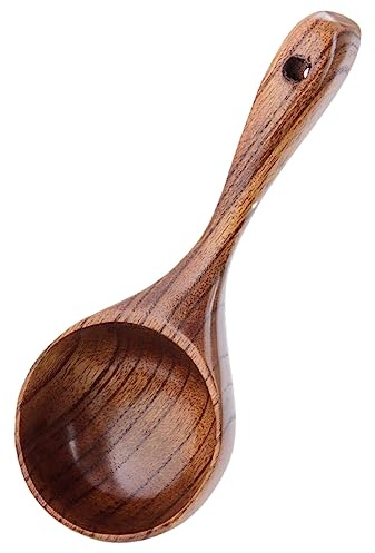 FUNNETOYU Cucharón Doméstico de Madera Mango Ergonómico y Diseño Único para Uso en Cocina o Baño, Ahorro de Esfuerzo y Excelente Artesanía Marrón