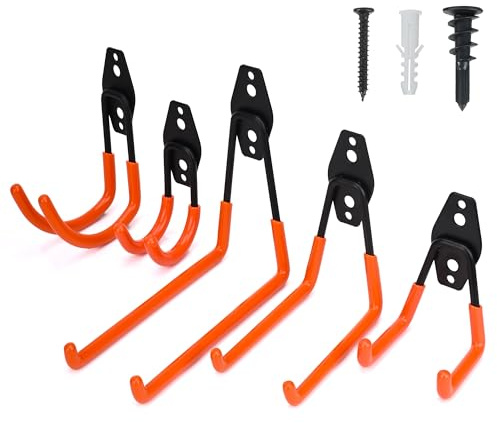 5 Pack Garage Wall Hooks Organisers for Heavy Duty Cord for Garage Storage, Hose Holder and Organisation, Durable, Space Saving Design for Home, Garage and Workshop Use
