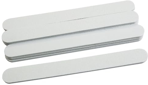 12Pcs Professional Nail Files, 100/180 Grit Double-Sided Nail Files Set for Natural or Acrylic Nails, Fingernails Buffer File for Home Salon (White)