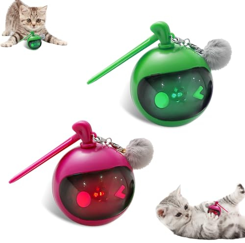 Interaktives Katzenball Spielzeug 2 Stück, Elektrisch Katzenspielzeug Ball Interaktives Spielzeug für Katzen, Katzenspielzeug Selbstbeschäftigung, 360° Drehung Beweglicher Spielzeug Klangspielzeug