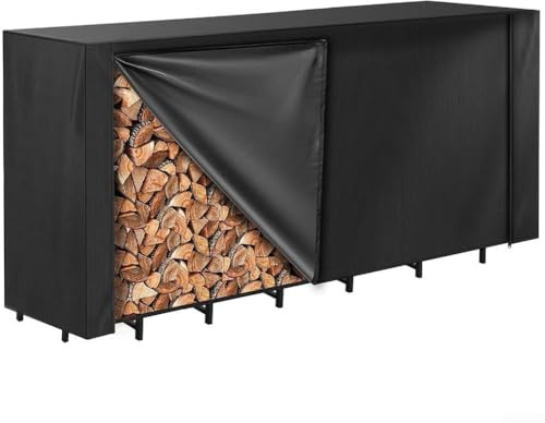 Vilgftyiet 8ft Firewood Log Rack Cover 600D Oxford Heavy Duty Waterproof PVC Backing Weather Resistant Outdoor Protector with Windproof Buckle and Air Vents Fits 244x61x107cm