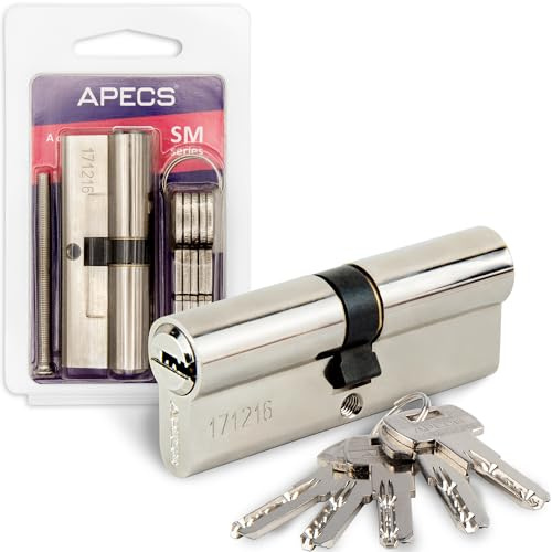 APECS Zylinderschloss Profilzylinder 80 (35/44) mm für Türschloss Haustür mit 5 Schlüsseln Modell SM-80(35/45)