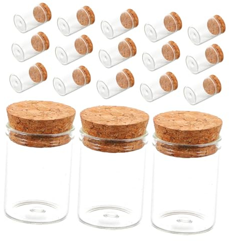 Cabilock 48 Pièces Bouteilles Verre Mini avec Bouchons Liège Fioles Transparentes pour Décoration DIY Bocaux à Épices et Dragées Mariage Contenants Hermétiques pour Huiles Essentielles et