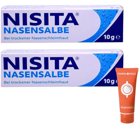 Nisita Nasensalbe 2x 10 g I Befeuchtet & pflegt trockene Nasenschleimhaut I Löst Borken & Krusten I Konservierungsstofffrei I Für Säuglinge, Kinder & Erwachsene I Spar-Set plus Pharma Perle give-away