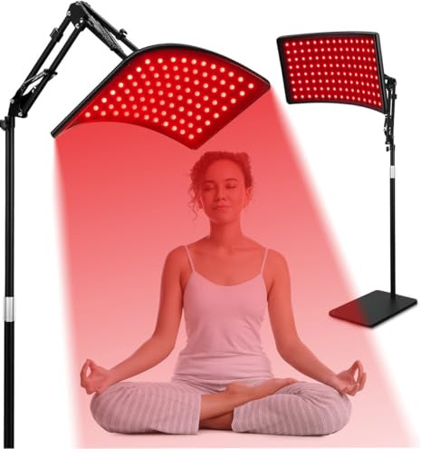 Fullware Rotlichtlampe Wohltuendes und Wärmendes Infrarotlampe Therapie Einstellbarer Winkel und Höhe für Gesicht Muskeln und Körper Red Light Therapy (Large)