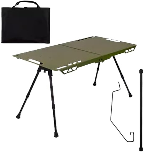 Tewzafiya Tavolo Pieghevole Portatile - Scrivania Portante Pieghevole con PortaLampada - Tavolo da Cucina da Campeggio | per Esterno Terrazzo Balcone Giardino Camper Viaggi Barbecue
