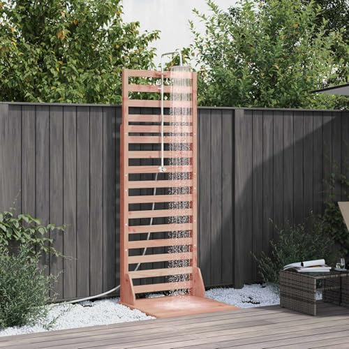 LoogCape Doccia per esterni, 225 cm, in legno massiccio di Douglas e acciaio inox, regolabile, per giardino, piscina, idromassaggio, spa, vasca idromassaggio, piscina fuori terra, resistente alle