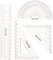 Westcott E-10303 00 Set matematica, 4 pezzi, plastica, trasparente, righello da 15 cm e goniometro