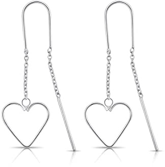 DTP Silver - Pendientes de Mujer con colgantes en forma de Corazón - Longitud 42 mm - Plata de Ley 925