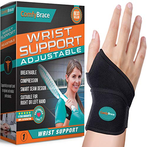 ComfyBrace Premium Lined Wrist Wrap/Carpal Tunnel Wrist Brace/Arthritis Hand Support - Fits Both Hands - Adjustable - Fitted (Day Brace, One Size)