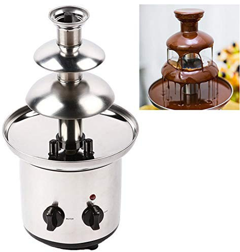 CGOLDENWALL Máquina eléctrica de cascada de chocolate de 3 capas de acero inoxidable, olla de fusión de chocolate casera, calefacción eléctrica, fondue sin ruido, licuadora de chocolate (220 V)