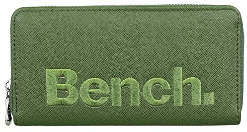 Bench Damen Geldbörse Große XXL Portemonnaie Brieftasche Reißverschluss Clutch, Farbe:Grün