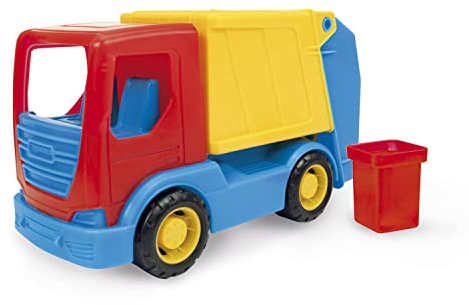 Wader 35311 - Tech Truck Müllwagen, stabiler LKW mit beweglichem Container, ca. 26 x 11,5 x 15 cm groß, ab 12 Monaten, ideal als Geschenk für kreatives Spielen