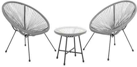 SVITA Bali Balkon-Möbel 3-TLG. Polyrattan Lounge-Set Balkon-Set Grau