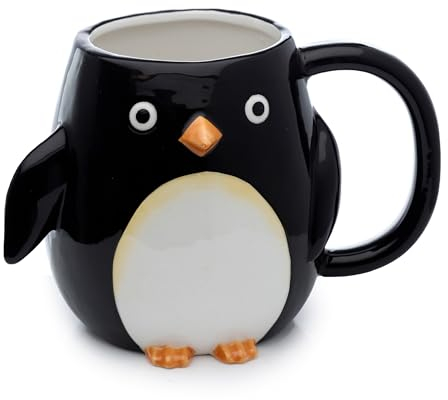 Puckator Huddle Penguin Ceramic Shaped Handle Tea Coffee Mug - Funny Home Accessories - Cute Gifts for Girlfriend - Large Mugs for Men Women Hot Drinks Cute Cups Presents Secret Santa Gift Cup Set