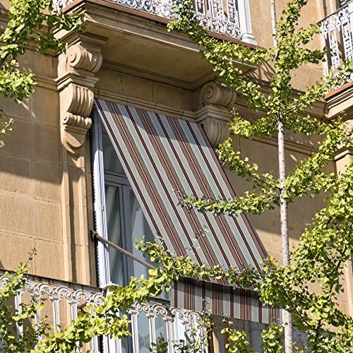 INTRECCI Tenda da Esterno per Balcone con Anelli in Tessuto, Tenda da Sole Tessuto Resistente per Balcone con Anelli Lavabile a Caduta Tende a Righe Africa (150x300 cm, Marrone)