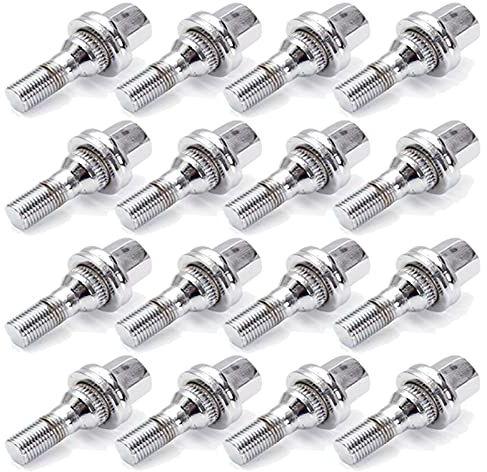 ZJCNHY 4 / 16pcs M12x1,25 17mm Voiture en Aluminium Chromé Boulons De Roue Chromé Kit Utilisation Adaptée pour Peugeot 1007 206 207 406 407 607 2000-2008 Goujon De Roue 249 (Specifications : 16PCS)
