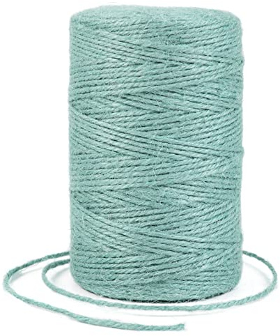 Uiopa Juteschnur 2mm x 200m, Jutegarn Juteseil Hanfseil Gartenschnur Paketschnur Naturfaser, 3-Lagig Jute Schnur für Garten, DIY Basteln, Geschenkverpackung, Weihnachtsdekoration (Aquablau)
