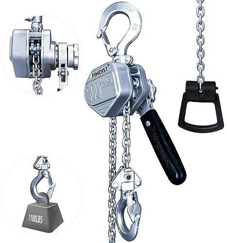 FITHOIST Mini-Hebelzug, 1/2 Tonnen, Kettenzug kommt entlang 499 kg 3,4 m, Aluminiumlegierung, Mini-Abzieher, G80 Kette mit Sicherheitshaken, zum Heben von Garagen, Lager, Werkstatt