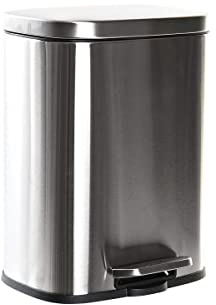 DKD Home Decor Cubo para la Basura Color Plateado, de Acero Inoxidable (28,6 x 25,2 x 38,4 centímetros) (12 l)