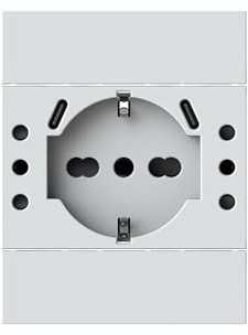4box – Presa multipla da incasso USB P503 compatibile Bticino® Living NOW™, con 4 prese elettriche e 2 porte USB-C 3.0 per ricarica rapida. Installabile in scatola 503. Colore Bianco